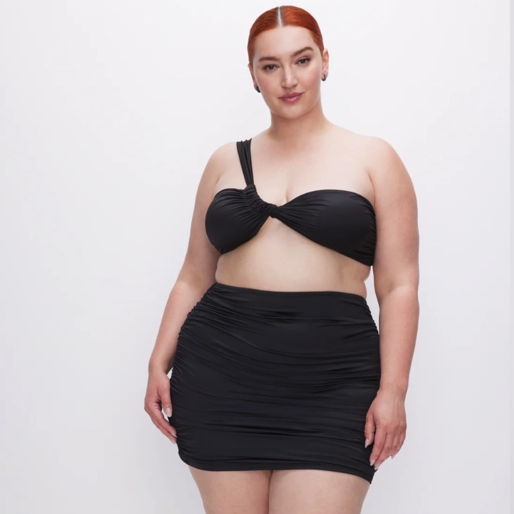 Good American Satin Ruched Mini Skirt